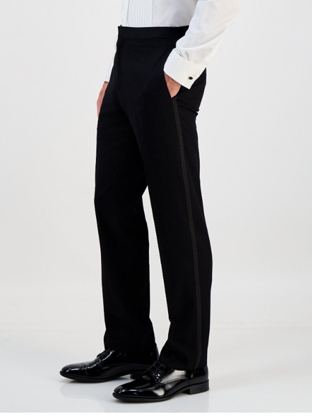 ALFANI SLIM FIT TUXEDO PANTS BLACK FLAT FRONT 36/32 LIKE NEW